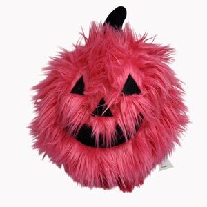 Cupcakes and Cashmere Pink Faux Fur Pumpkin Plush Fall Decor 15 Inch